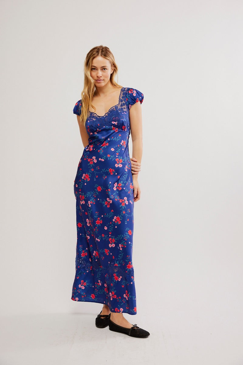 Free People Butterfly Babe Maxi Dress in Navy Combo