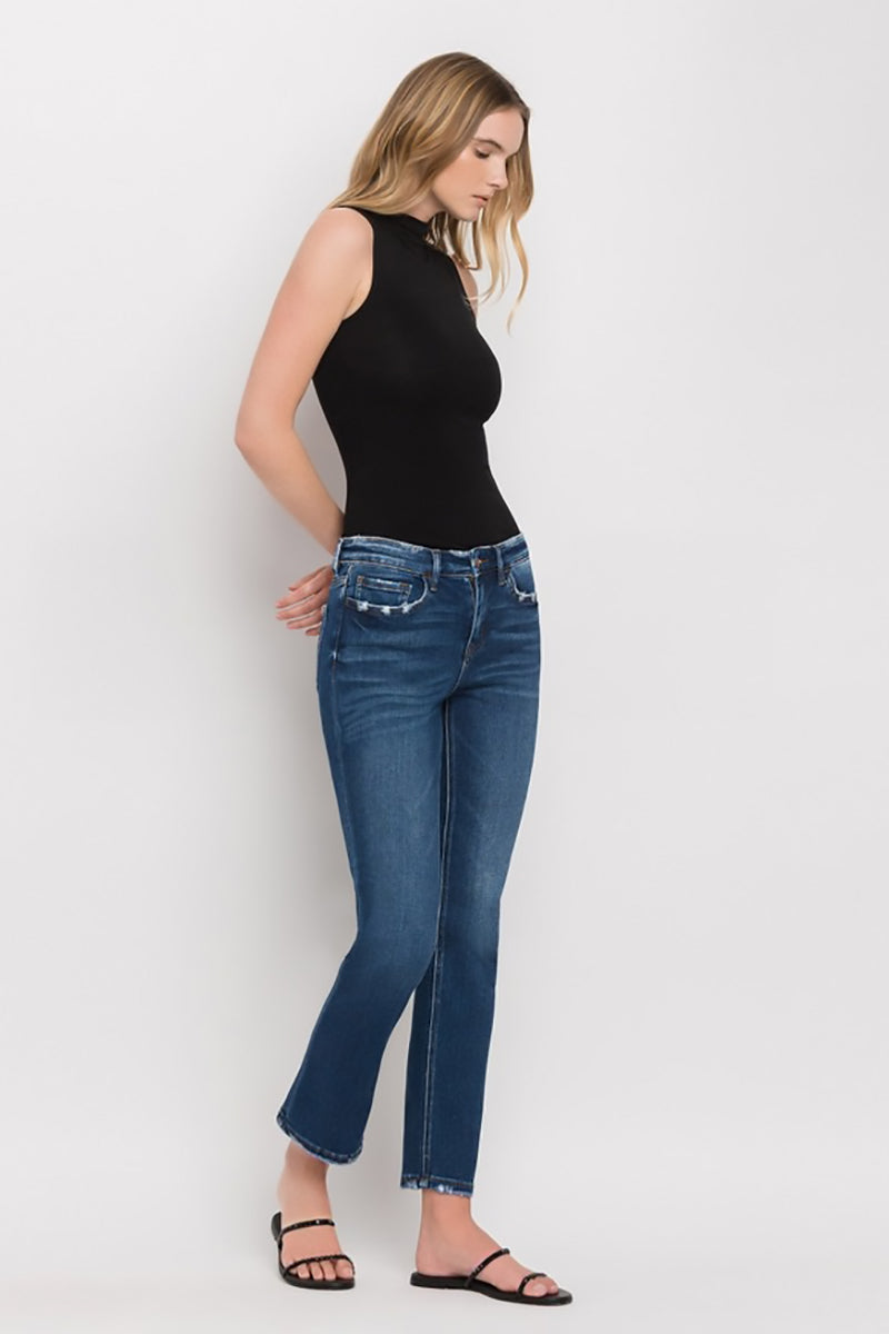 VERVET by Flying Monkey - Mid Rise Ankle Slim Strait Jeans in Wax Plant