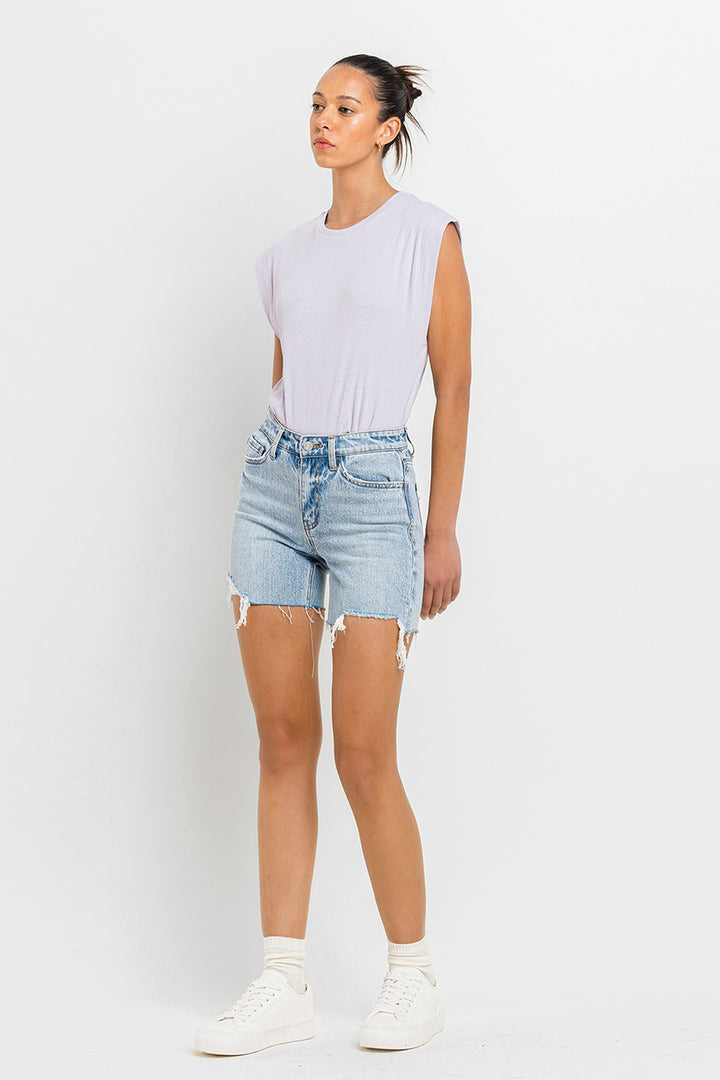 VERVET by Flying Monkey - Loretta High Rise Midi Shorts in Double Trouble