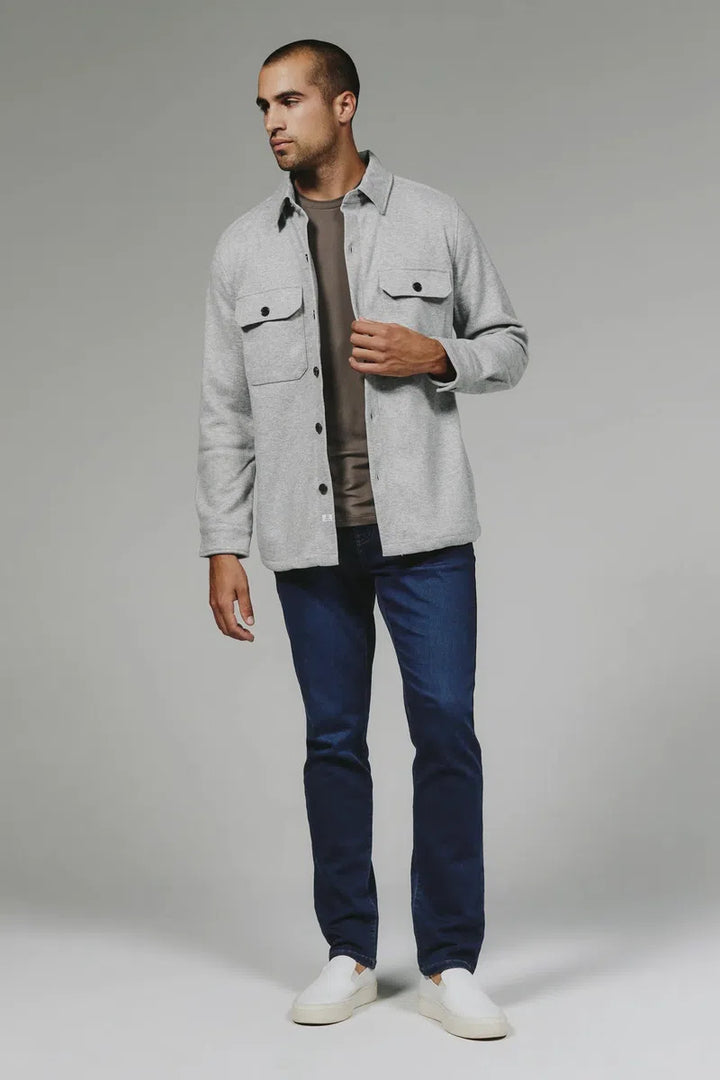 7DIAMONDS - Generation Herringbone Stretch Overshirt in Grey