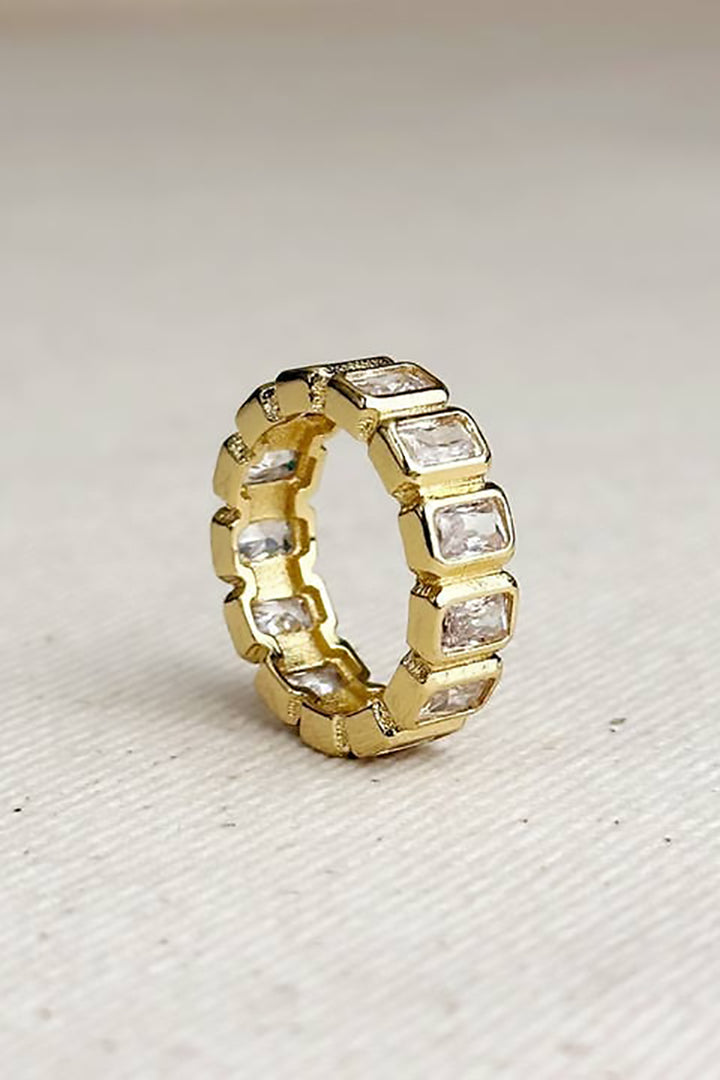 GoldFi - Chunky Cubic Zirconium Eternity Band Ring in Gold - Size 7