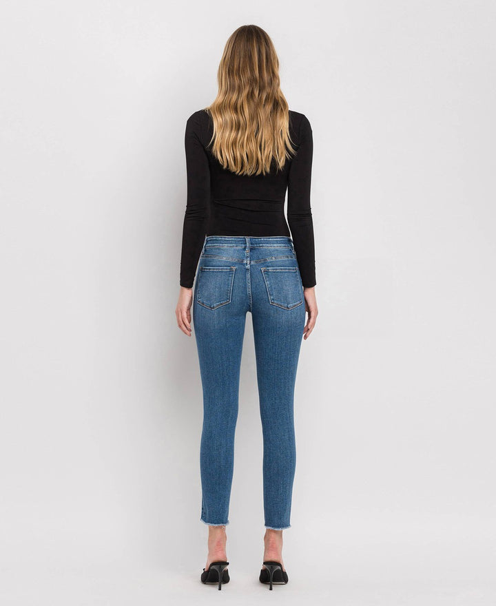 VERVET By Flying Monkey - Wolf N Crane - Plus Mid Rise Raw Hem Crop Skinny Jeans