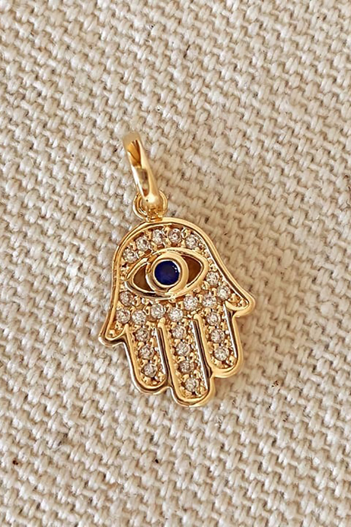 GoldFi - Evil Eye Hamsa Charm Featuring Cubic