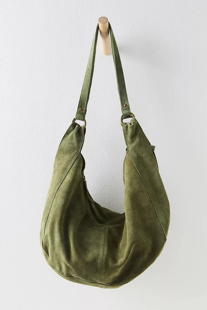 Free People - Roma Suede Tote Bag in Olive Moss