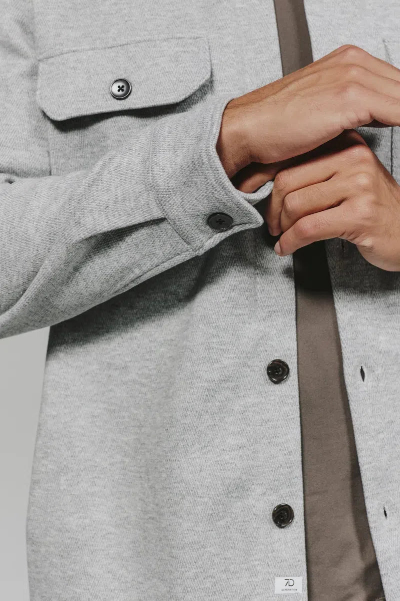 7DIAMONDS - Generation Herringbone Stretch Overshirt in Grey