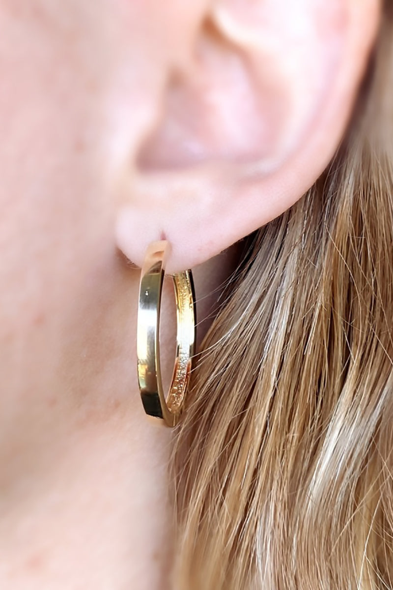 GoldFi - Flat Hoop Water-Resistant Earrings in Gold