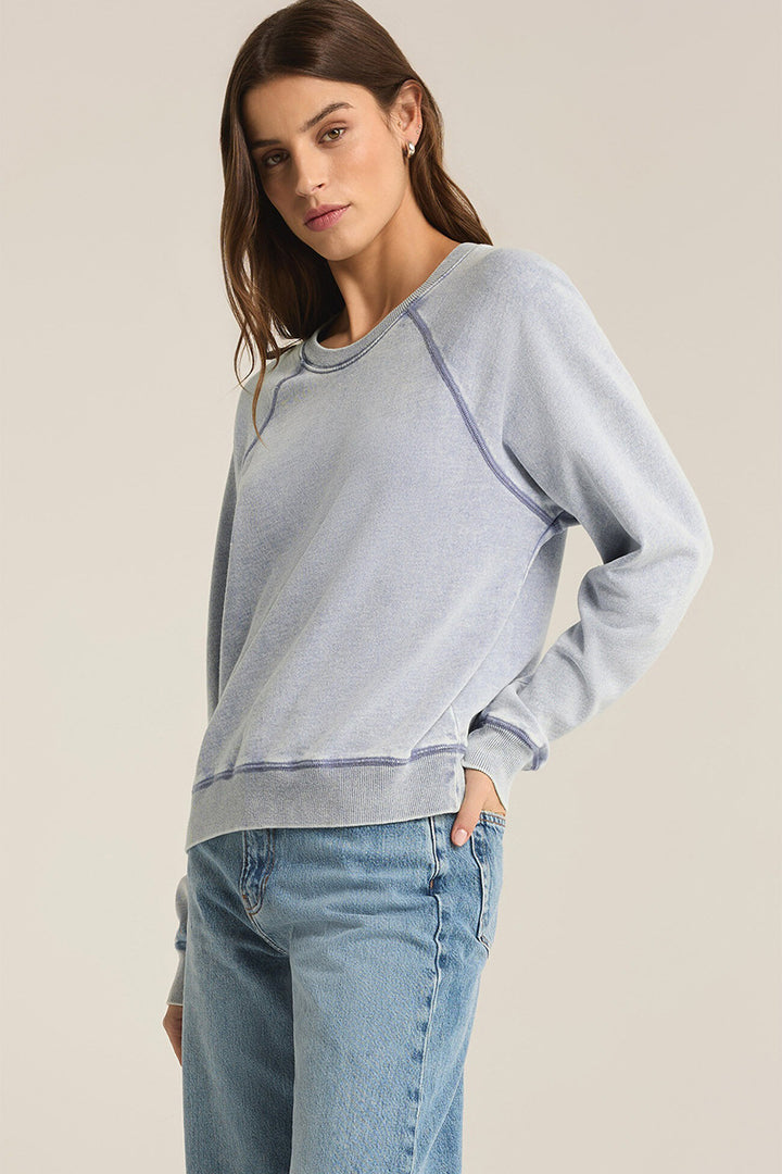 Z Supply - Saldana Knit Denim Top in Washed Indigo