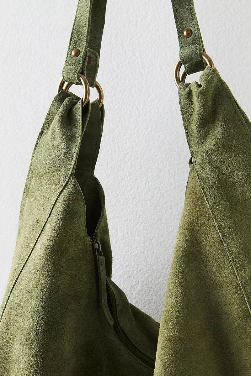 Free People - Roma Suede Tote Bag in Olive Moss