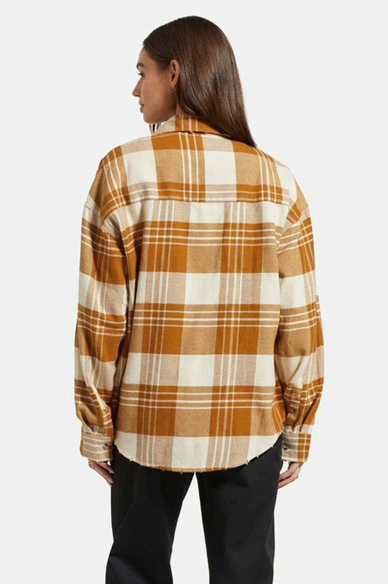 Brixton - Bowery Women's Classic Long Sleeve Flannel in Washed Copper/Whitecap