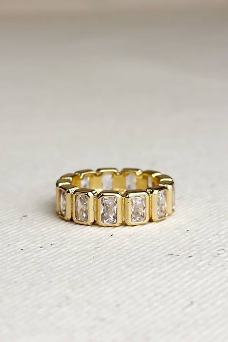 GoldFi - Chunky Cubic Zirconium Eternity Band Ring in Gold - Size 7