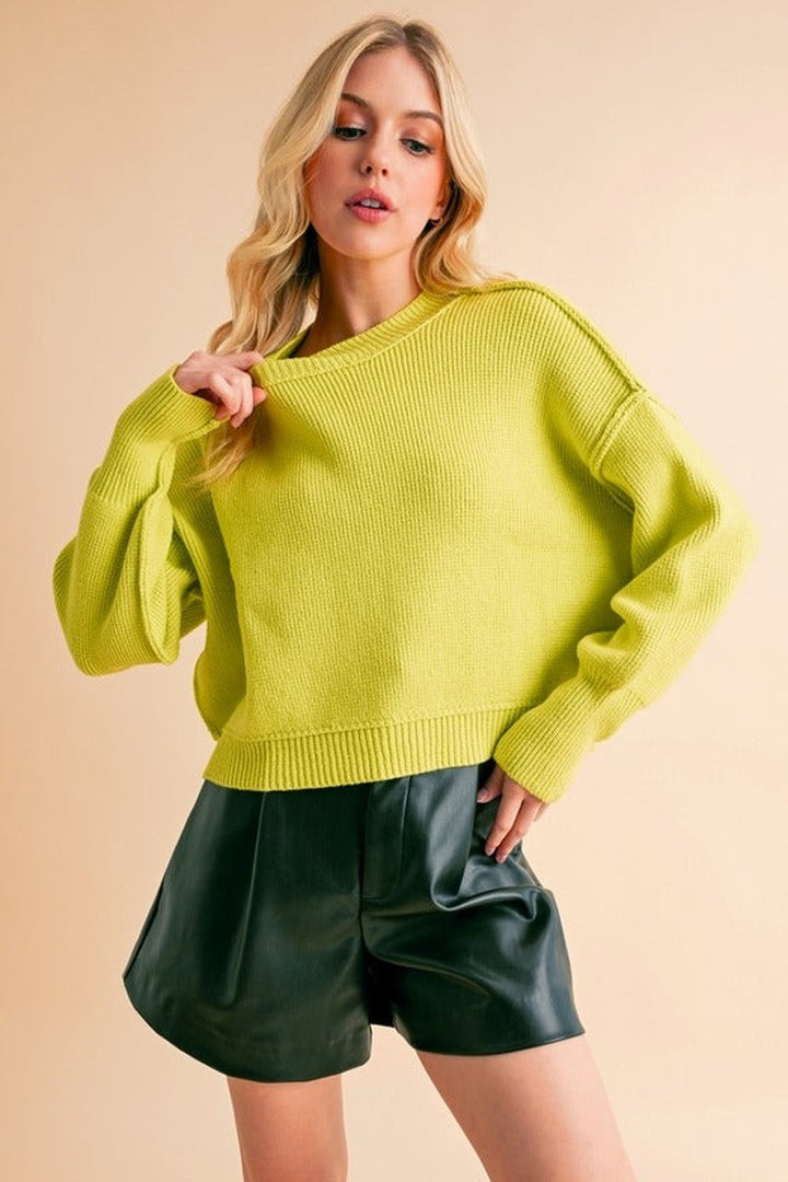 AEMI + CO - Regina Sweater 2 in Acid Lime