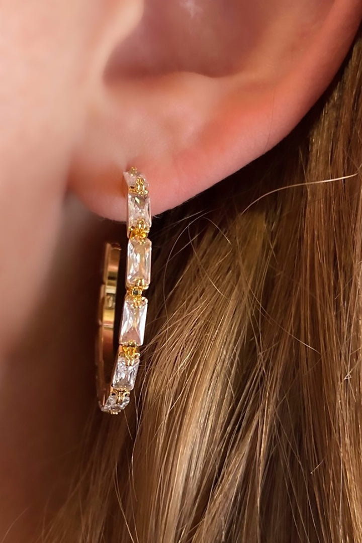 GoldFi - Baguette Cubic Zircon Hoop Earrings in Gold