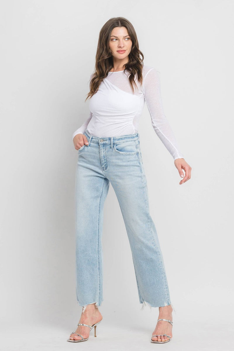 VERVET by Flying Monkey - Aileeah, High Rise Slim Wide Leg Denim in Meritorious