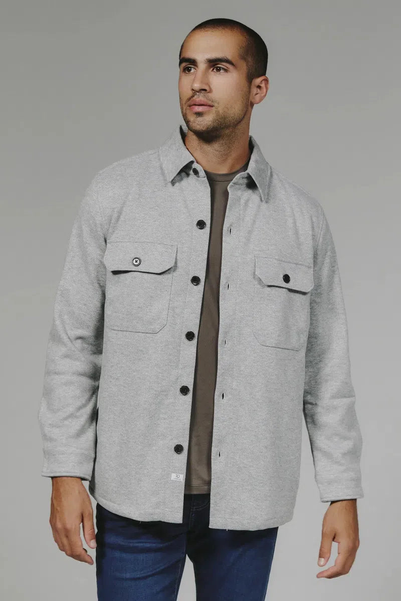 7DIAMONDS - Generation Herringbone Stretch Overshirt in Grey