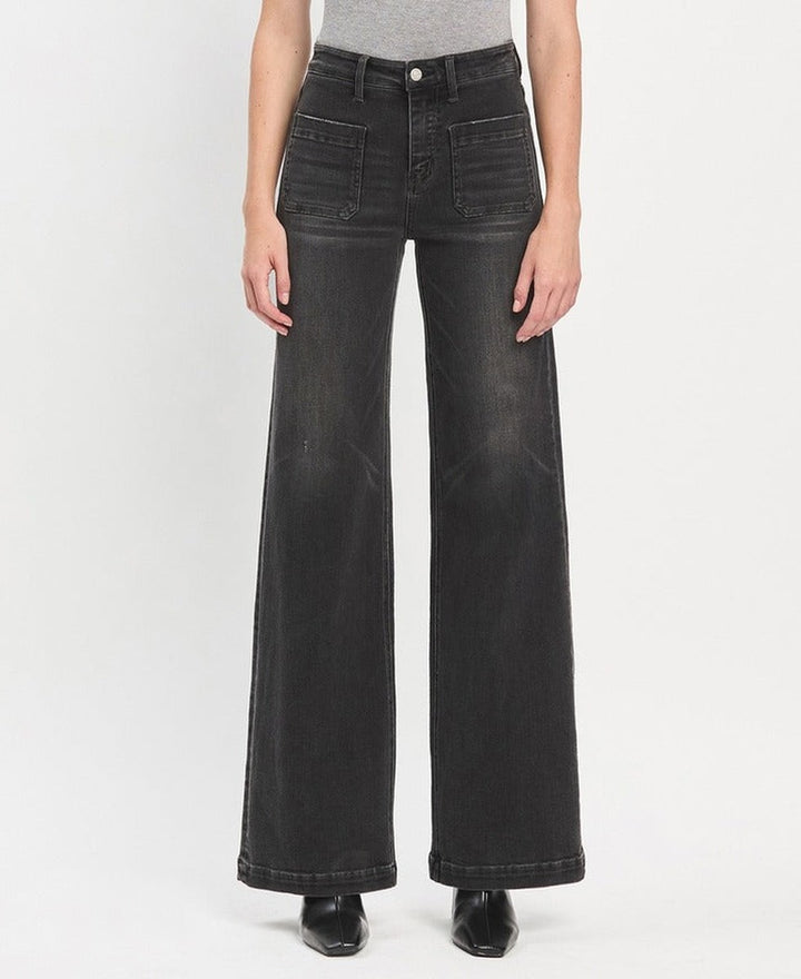 VERVET by Flying Monkey - High Rise Wide Trouser Jeans in Engross