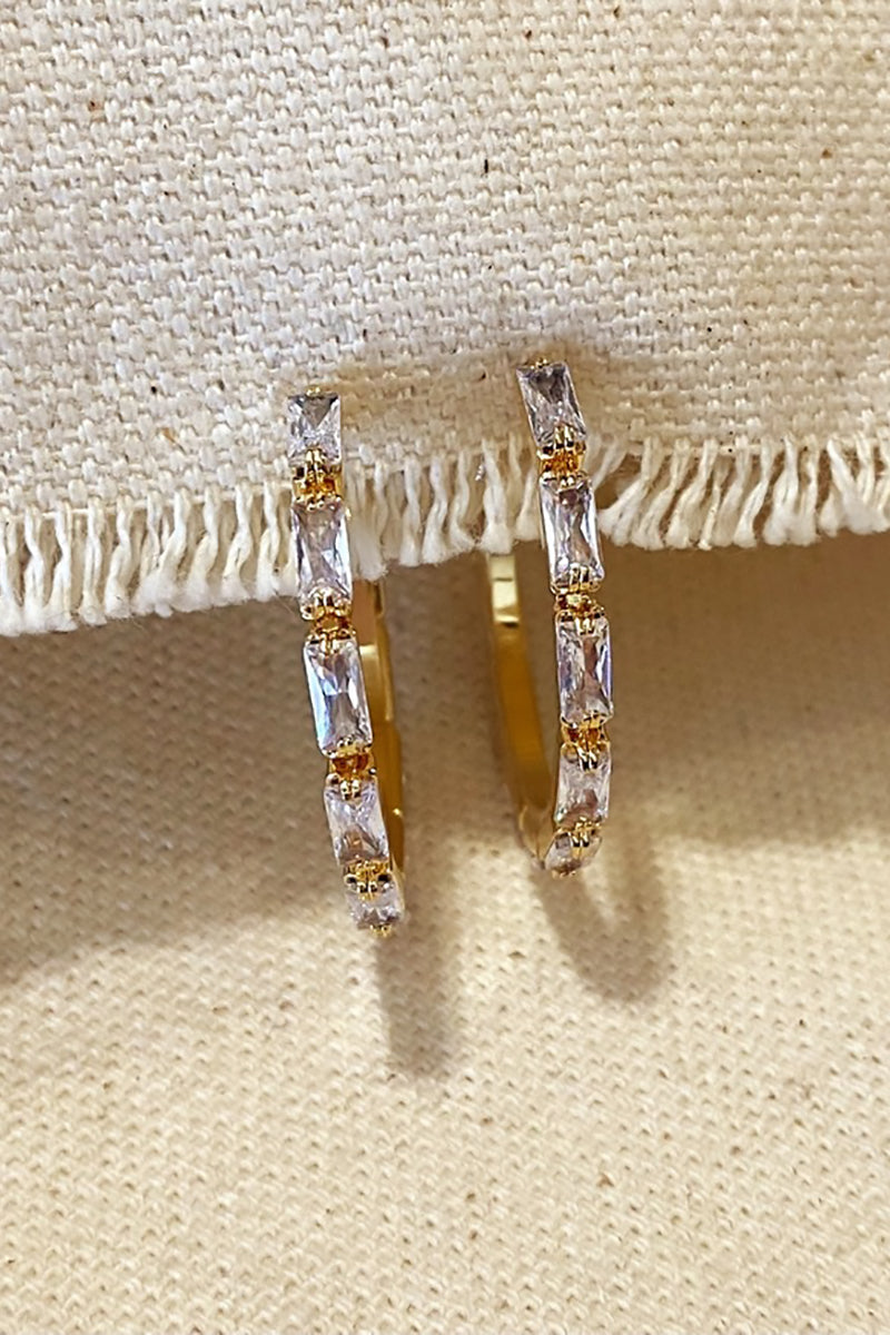 GoldFi - Baguette Cubic Zircon Hoop Earrings in Gold