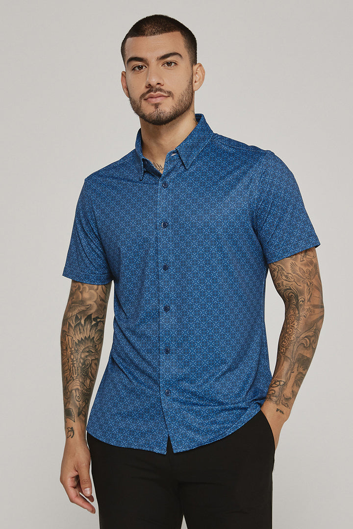 7DIAMONDS - Sorren Short Sleeve Shirt in Navy