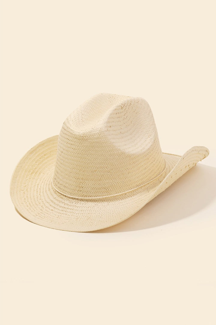 Anarchy Street - Straw Braided Cowboy Hat in Ivory