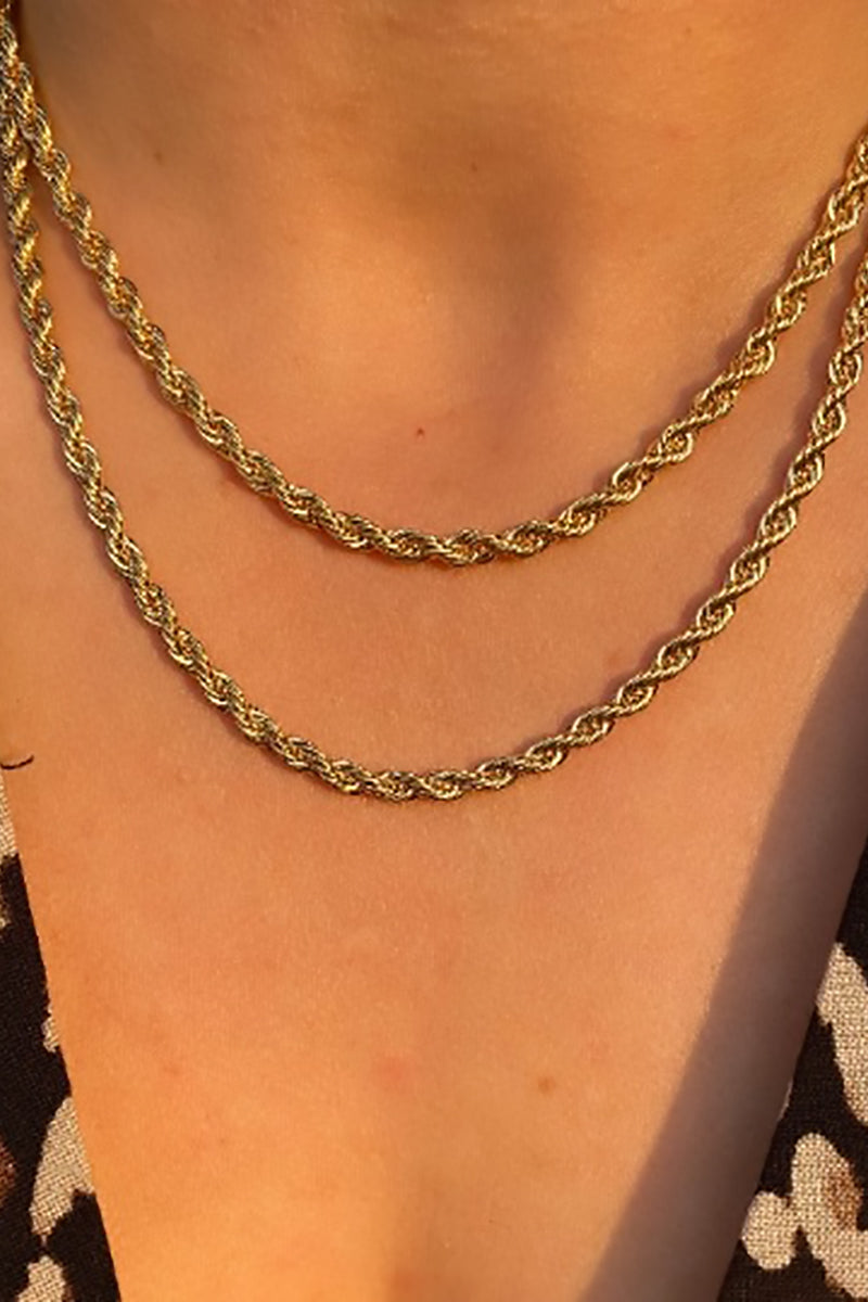 GoldFi - Rope Chain Necklace in Gold - 3.0mm Thickness - 18in