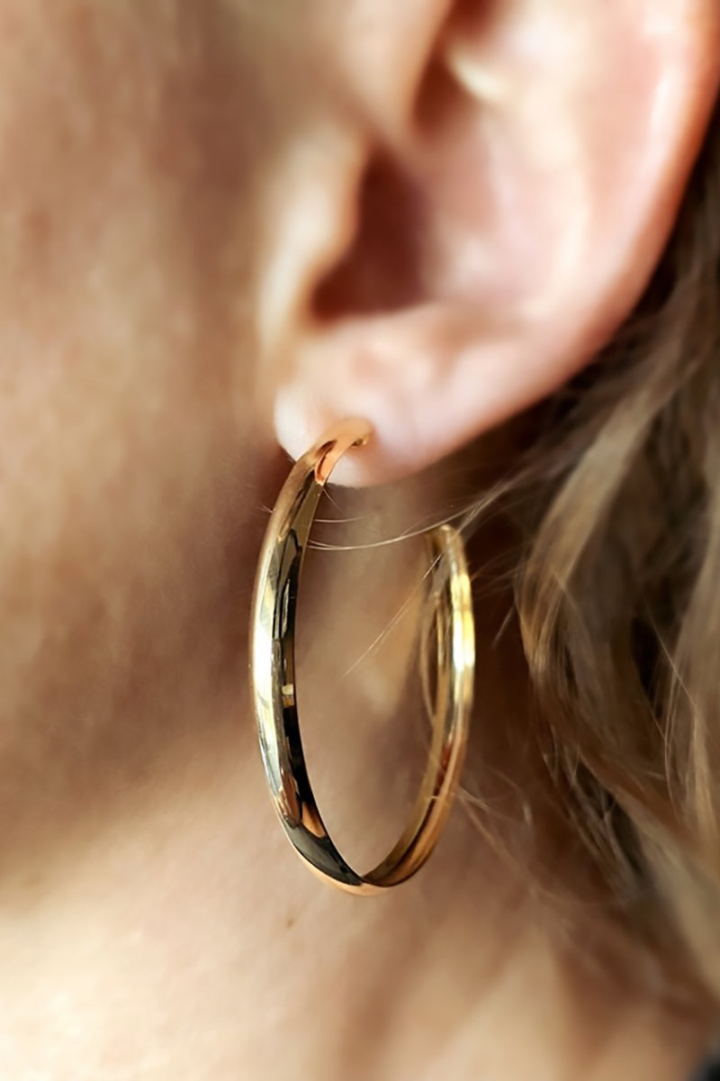 GoldFi - Hollow Continuous Hoop Earrings in Gold - 50mm