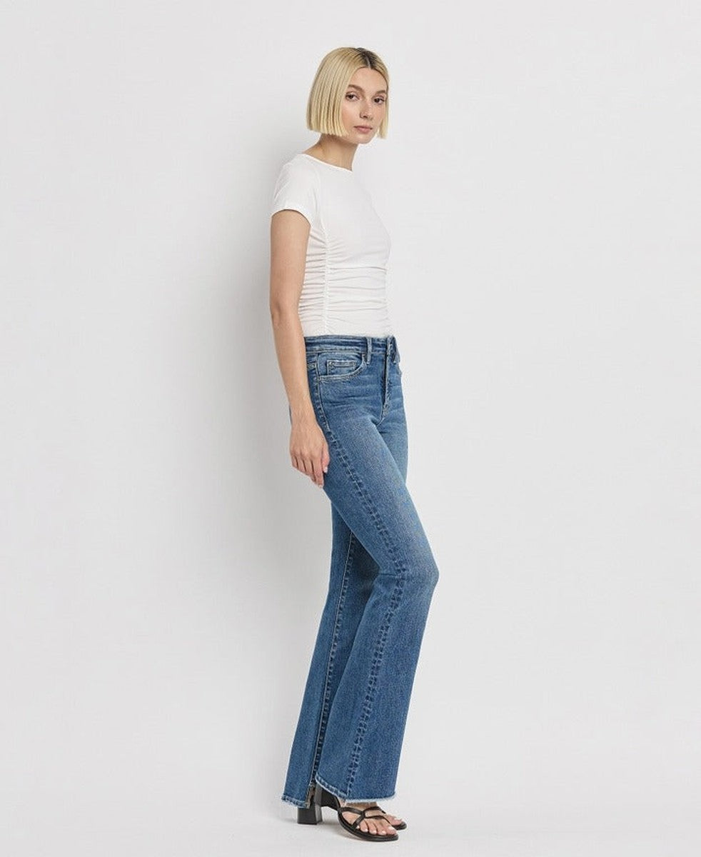 VERVET by Flying Monkey - High Rise Slant Hem Flare Jeans in Crate