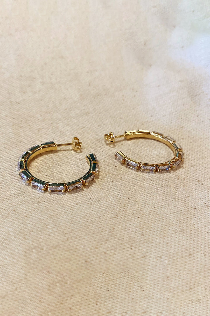 GoldFi - Baguette Cubic Zircon Hoop Earrings in Gold