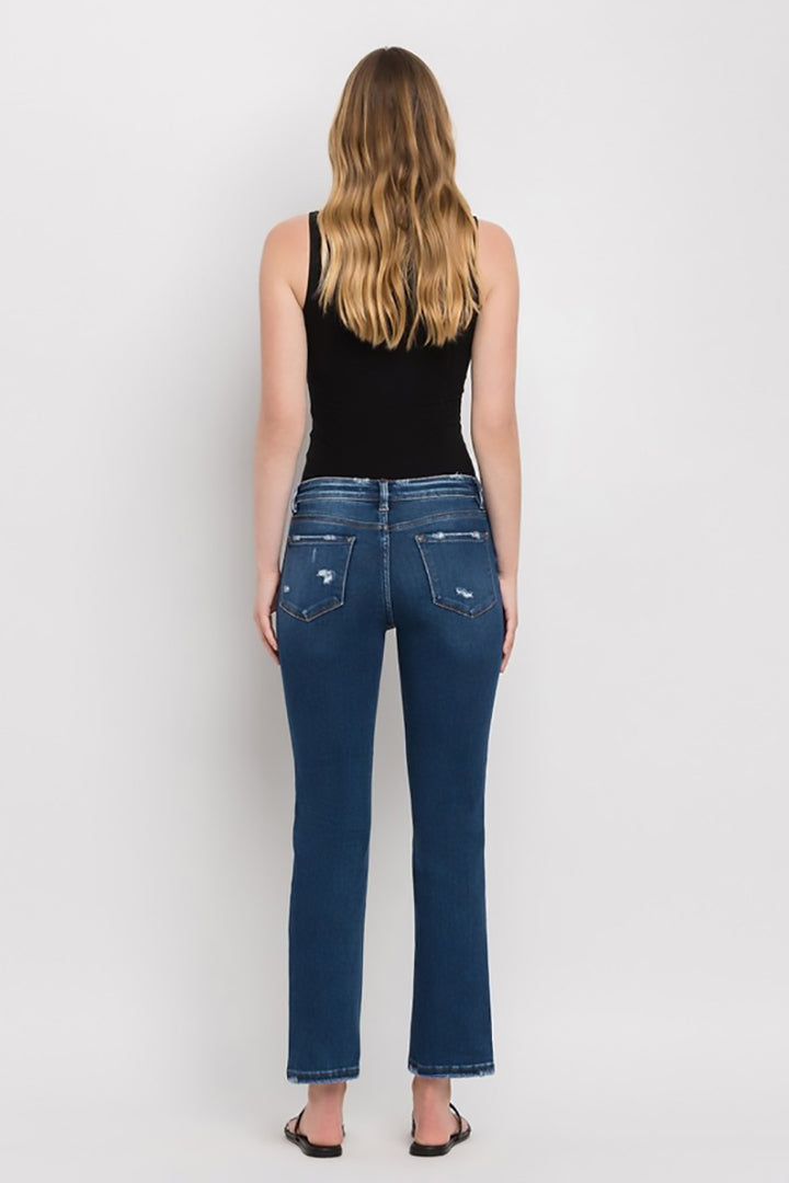 VERVET by Flying Monkey - Mid Rise Ankle Slim Strait Jeans in Wax Plant