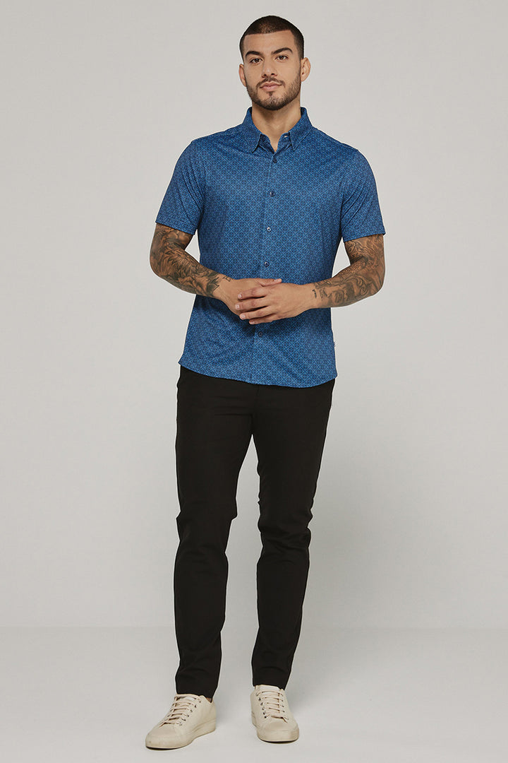 7DIAMONDS - Sorren Short Sleeve Shirt in Navy