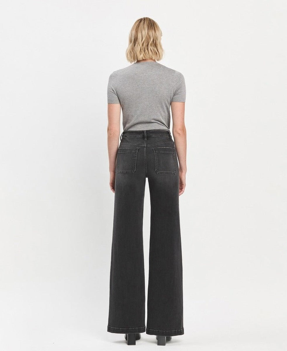 VERVET by Flying Monkey - High Rise Wide Trouser Jeans in Engross