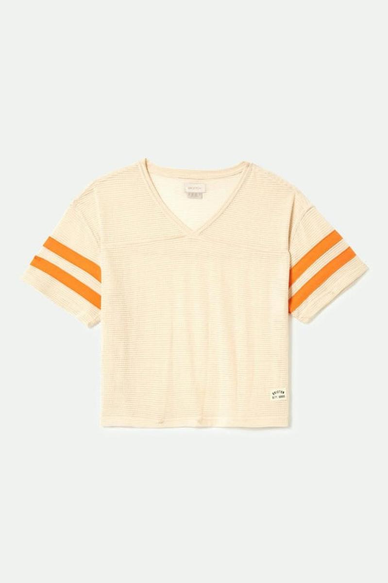 Brixton - Varsity Football Mesh Tee in Whitecap