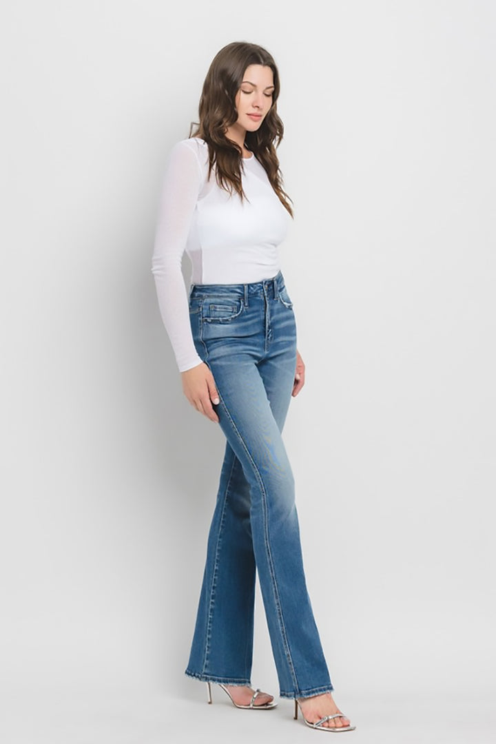 Vervet by Flying Monkey - High Rise Full Length Bootcut Jeans in ERR-FREE