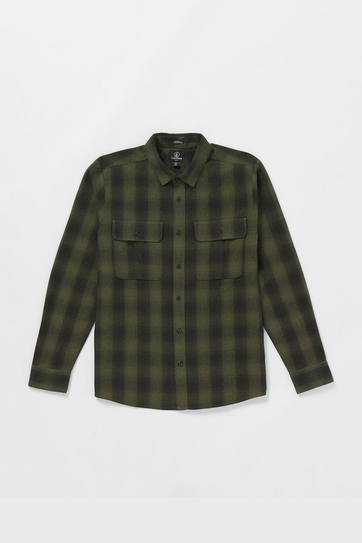 Volcom - Shadowstone Flannel Long Sleeve Shirt in Winter Moss