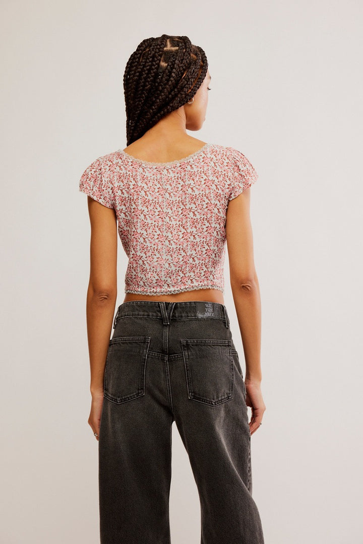 Free People - FP Faye Printed Top in Grey Combo