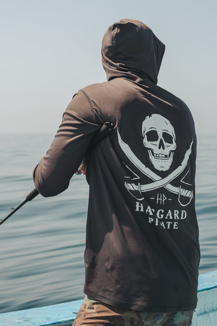 Haggard Pirate - Skulled UV Longsleeve Hoodie in Carbon