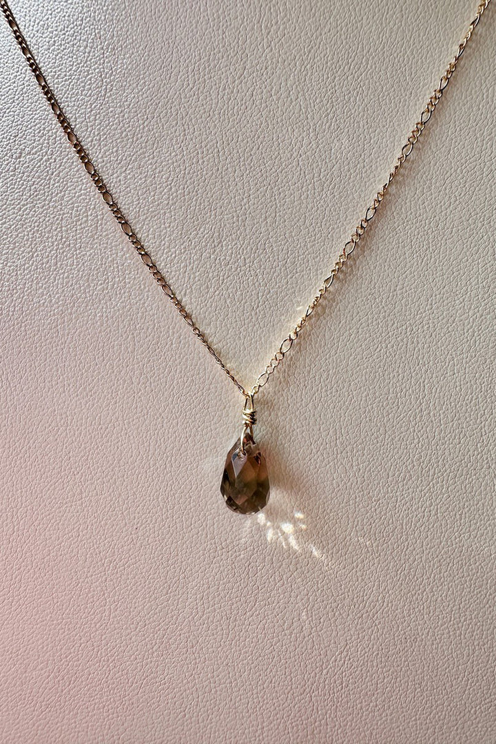 Blue Copper Jewelry -  Smoky Quartz 17" Solid 10K Gold Necklace