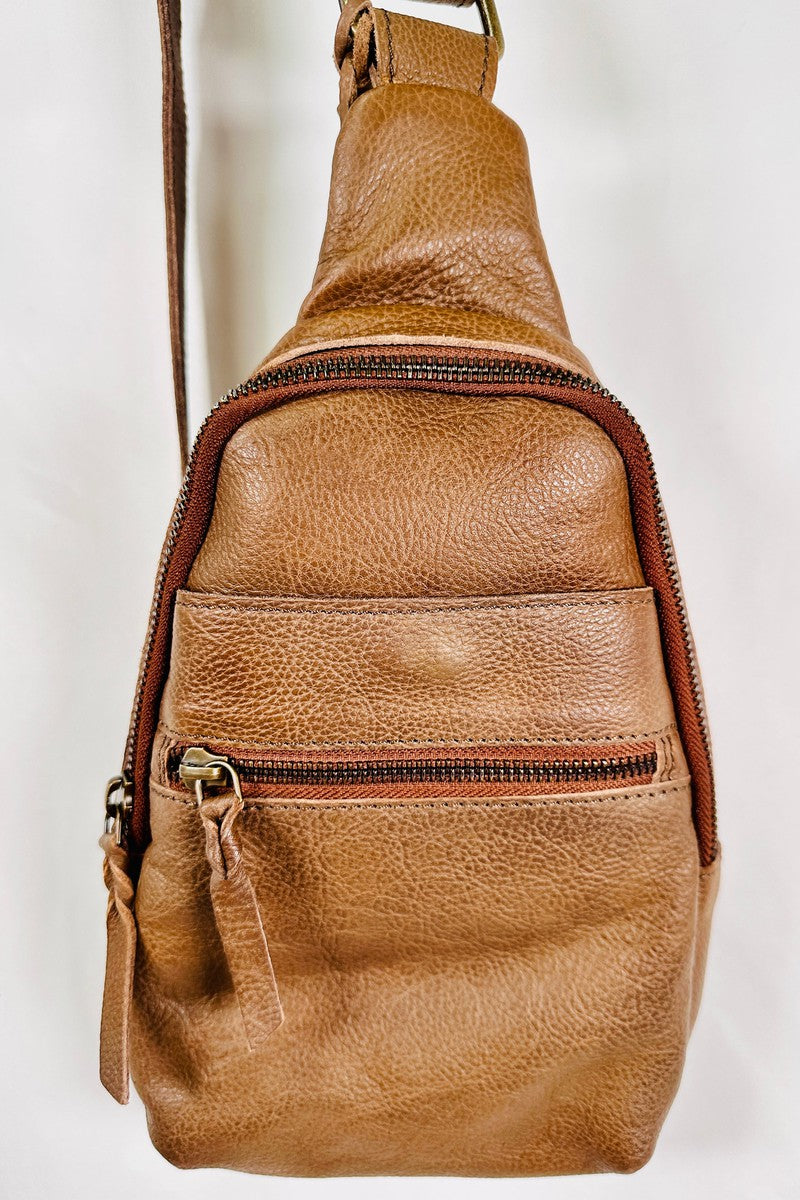 Rock Paper Scissors - "Noa" Sling Bag in Brown