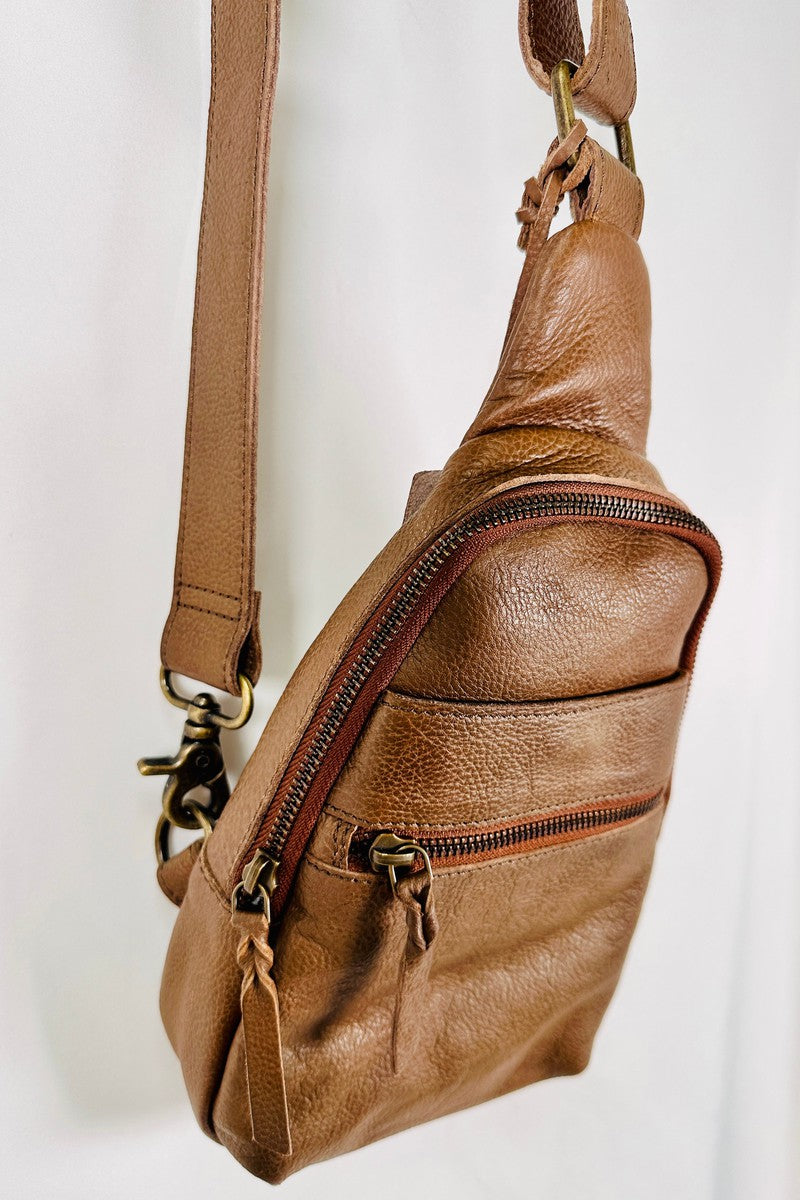 Rock Paper Scissors - "Noa" Sling Bag in Brown