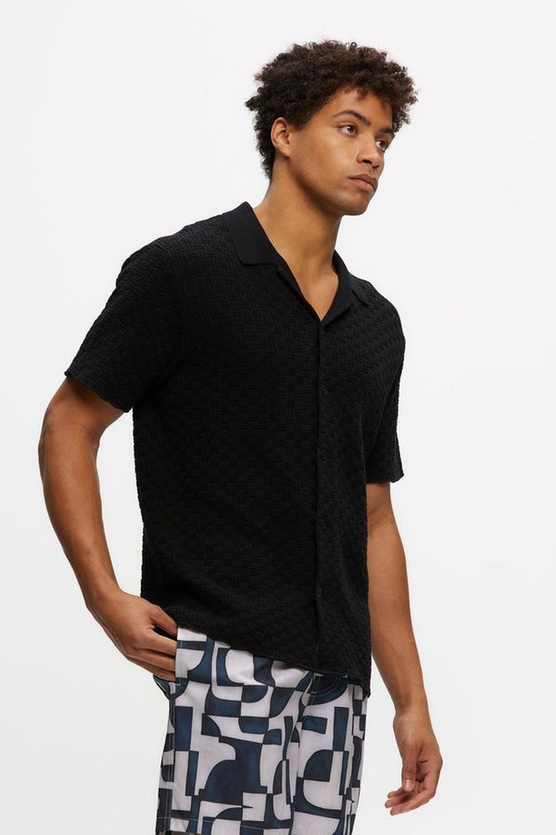 Kuwalla Tee - Knitted Yacht Shirt in Black