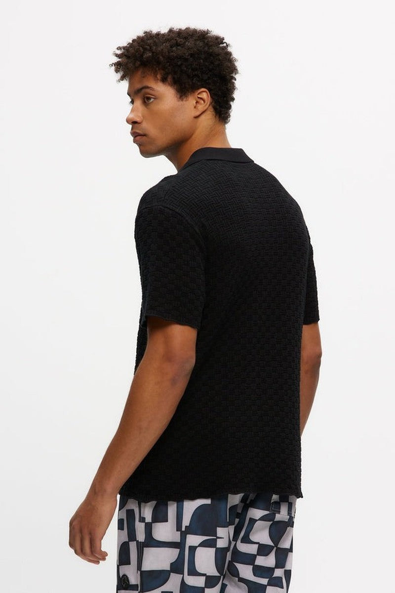 Kuwalla Tee - Knitted Yacht Shirt in Black