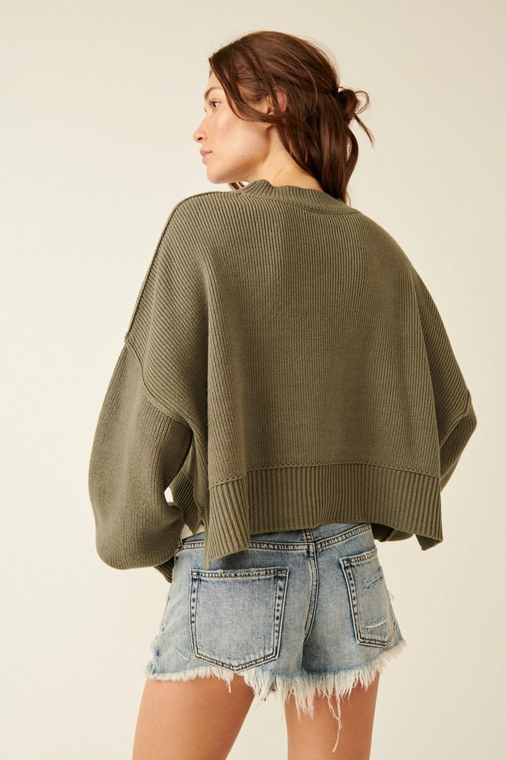 Free People - Easy Street Crop Pullover in Dried Basil