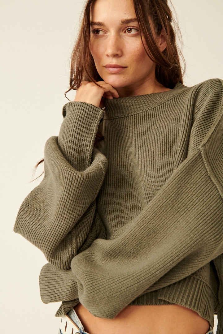 Free People - Easy Street Crop Pullover in Dried Basil