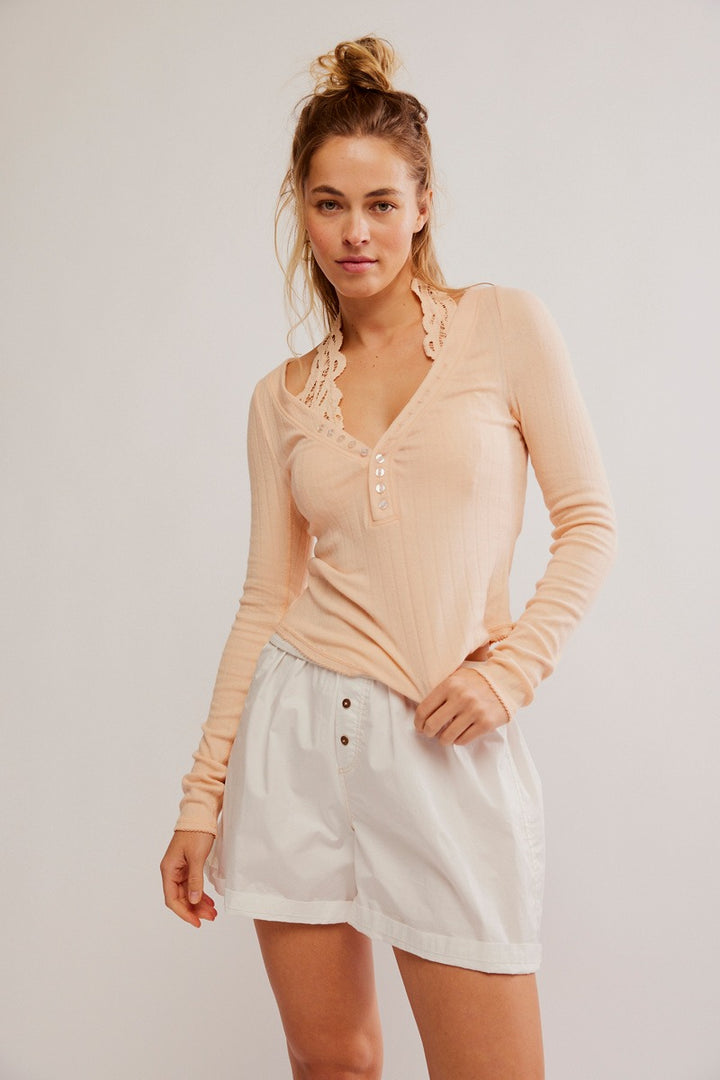 Free People - Coffee Chat Long-Sleeve in Tender Peach