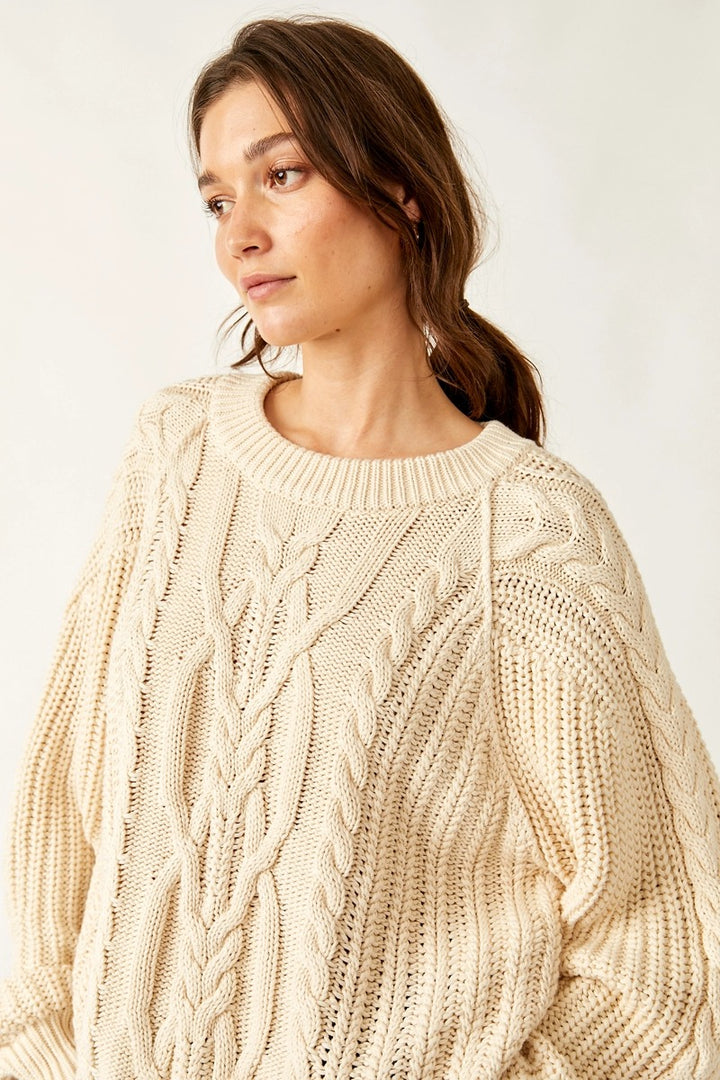 Free People - Frankie Cable Sweater in Ivory