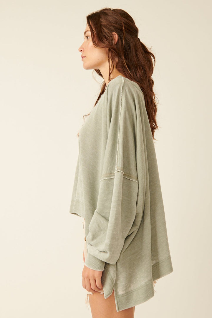 Free People - Daisy Sweatshirt in Washed Army