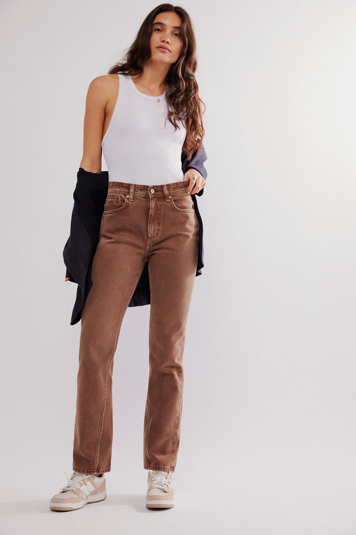 Free People - We The Free Xena Slim Strait Jeans in Chocolate Mousse