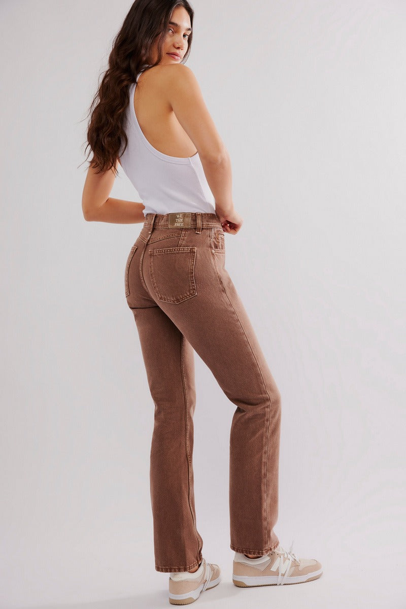 Free People - We The Free Xena Slim Strait Jeans in Chocolate Mousse