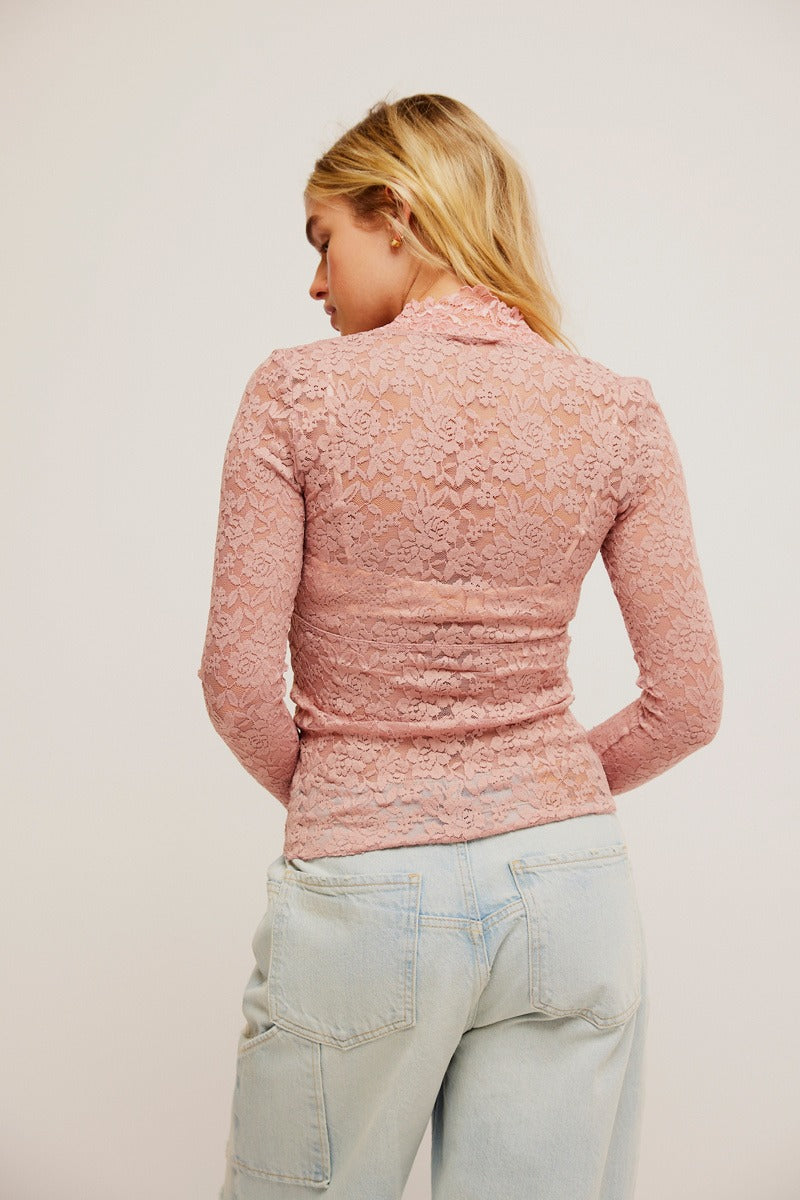 Free People - All Day Lace Long Sleeve in Pale Mauve