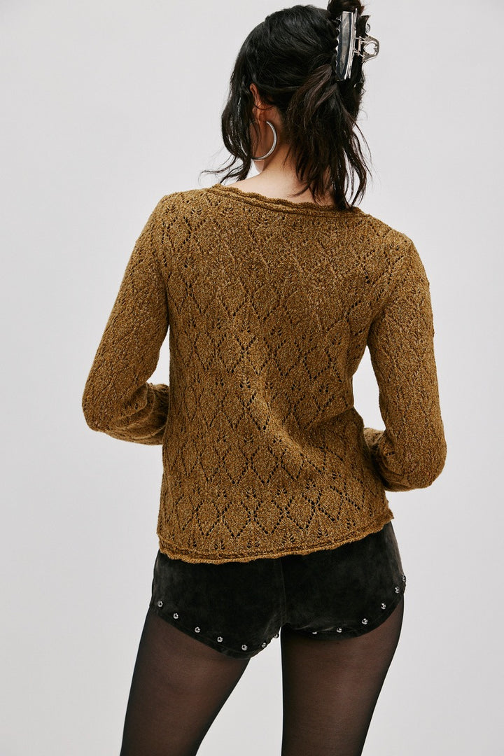 Free People - Adelene Cardigan in Leaf Green Combo