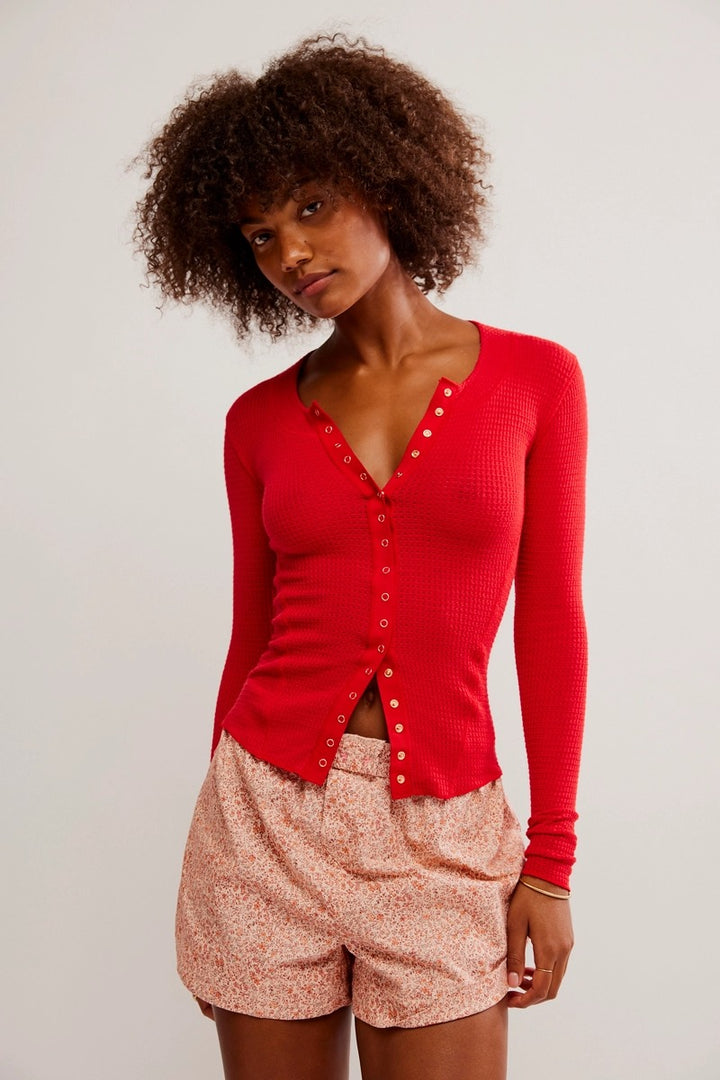 Free People - Going Places Cardi in Cherry Crush