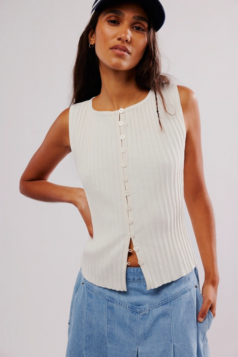 Free People - Tilly Vest in Ivory